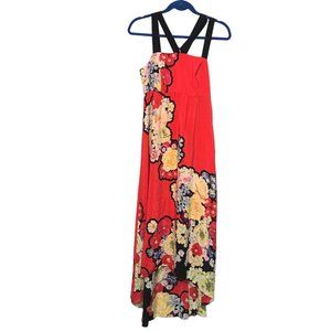 Anthropologie Red Floral Maxi Dress
